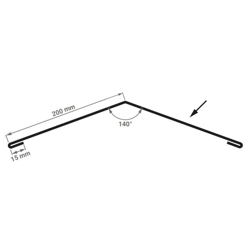 Querschnitt des Firstblech in den Abmessungen 200 x 200 mm